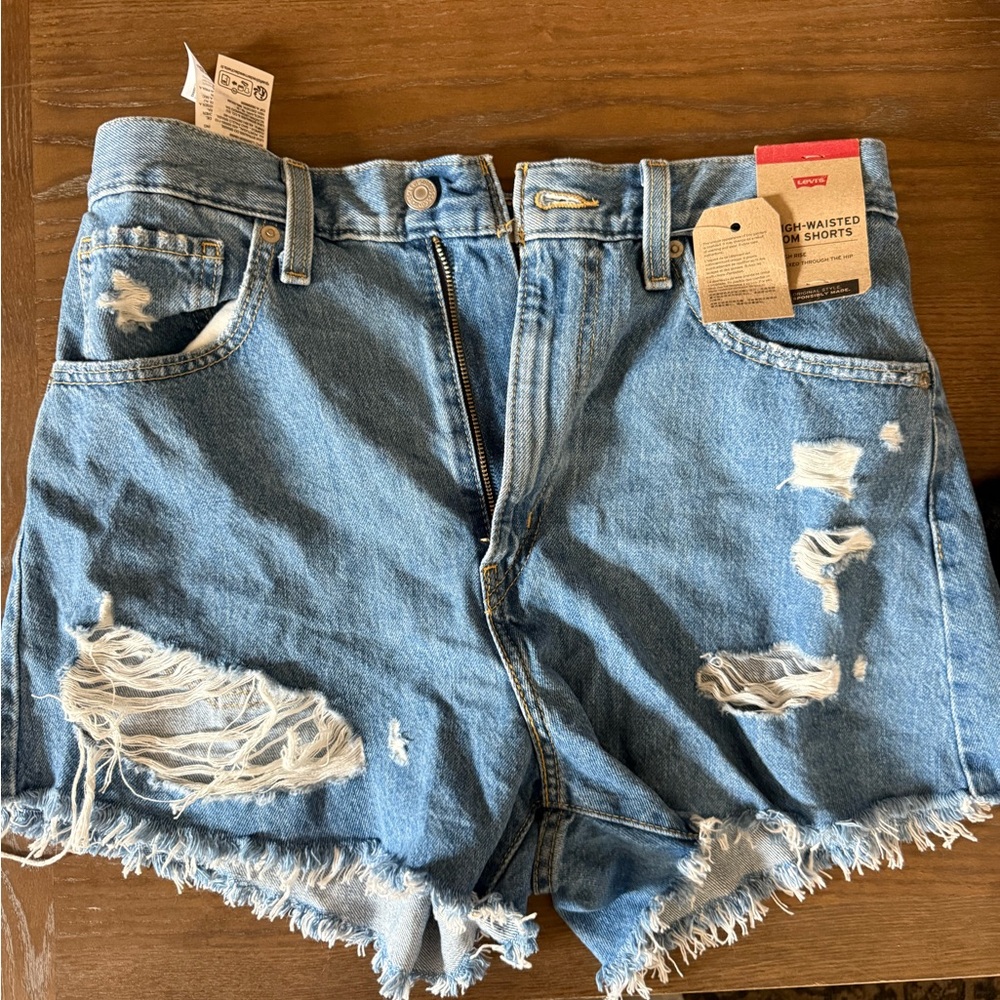 Levi's Women's Blue Distressed Denim Shorts